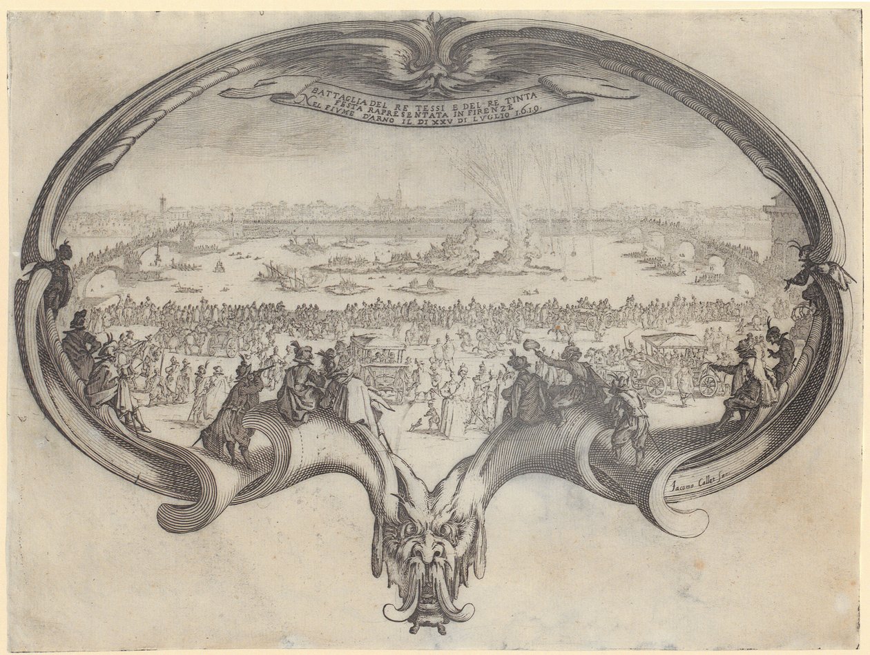 Dettaglio tratto da “L’ingresso di Monsignor Henry de Lorraine”, foglio 10 della serie “Il torneo” da Jacques Callot
