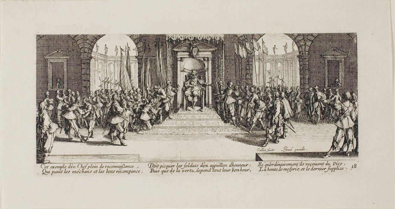 Distribuzione delle ricompense, tavola diciotto da Le Miserie della Guerra da Jacques Callot
