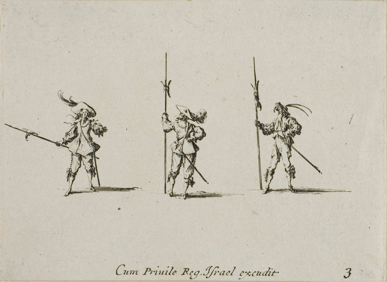 Esercitazione con le alabarde, piatto tre da Gli esercizi militari da Jacques Callot