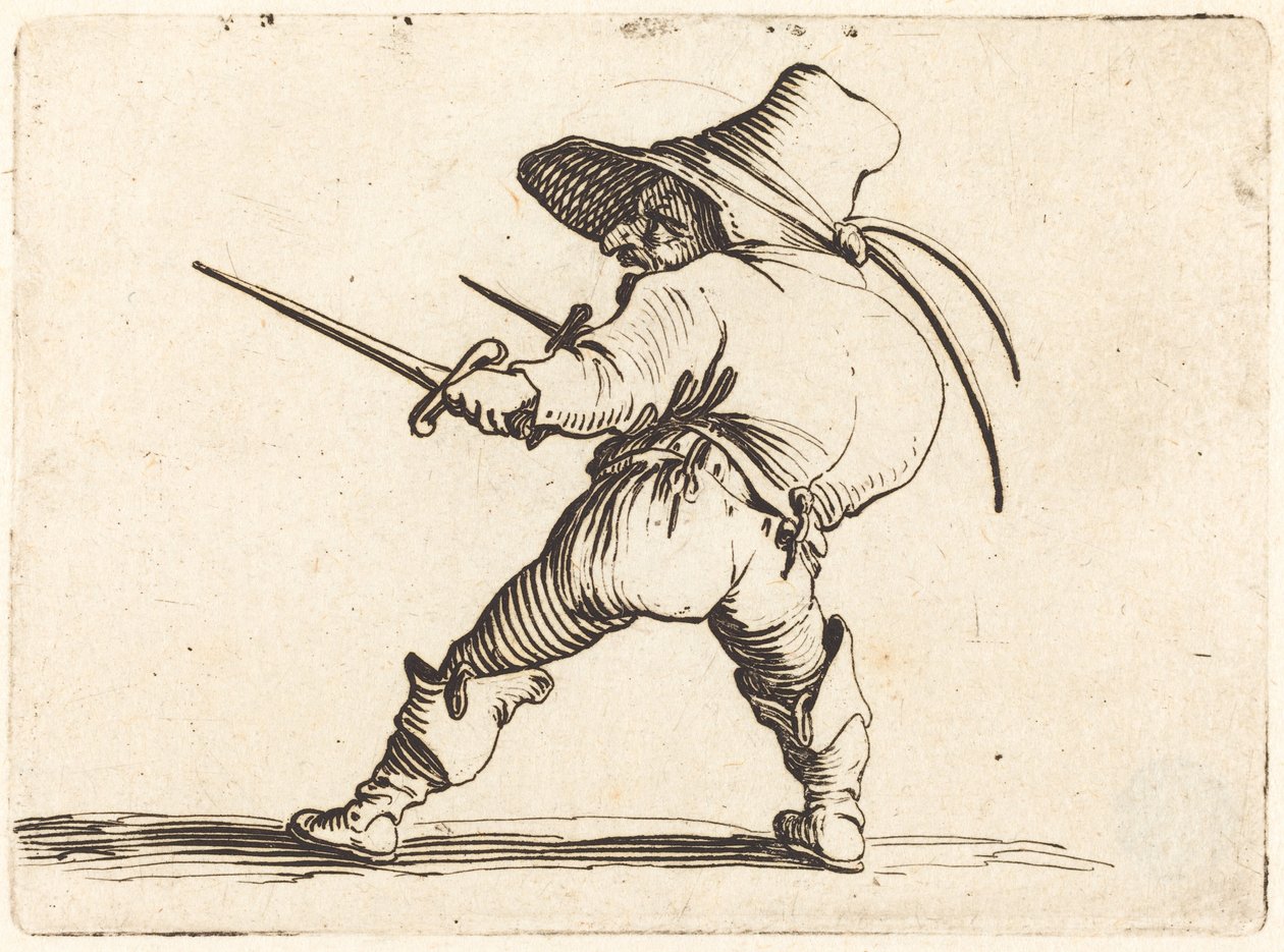 Duellante con spada e pugnale da Jacques Callot