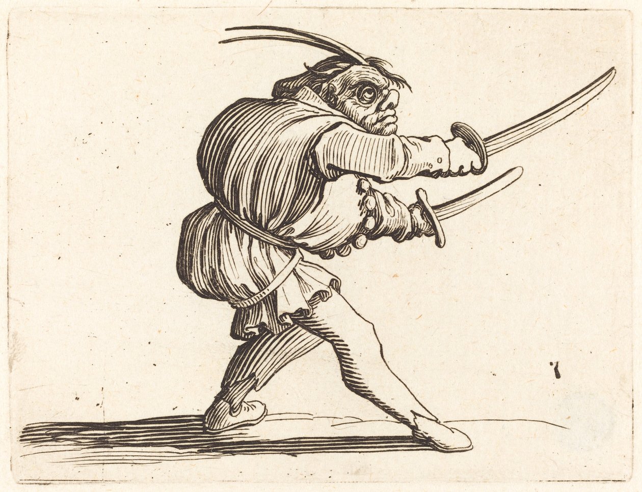 Duellante con due sciabole da Jacques Callot