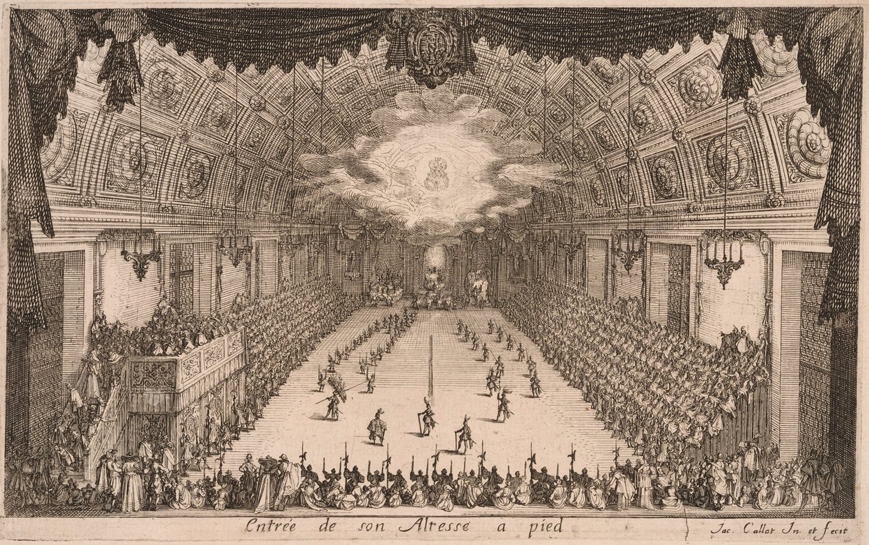 Il duca Carlo IV arriva a piedi, da Combat à la Barrière da Jacques Callot