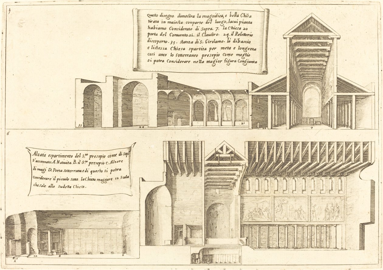 Elevazione delle chiese compresa la Sacra Mangiatoia da Jacques Callot