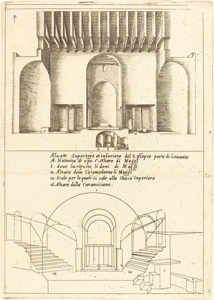 Elevazione della Chiesa della Sacra Mangiatoia, 1619 da Jacques Callot