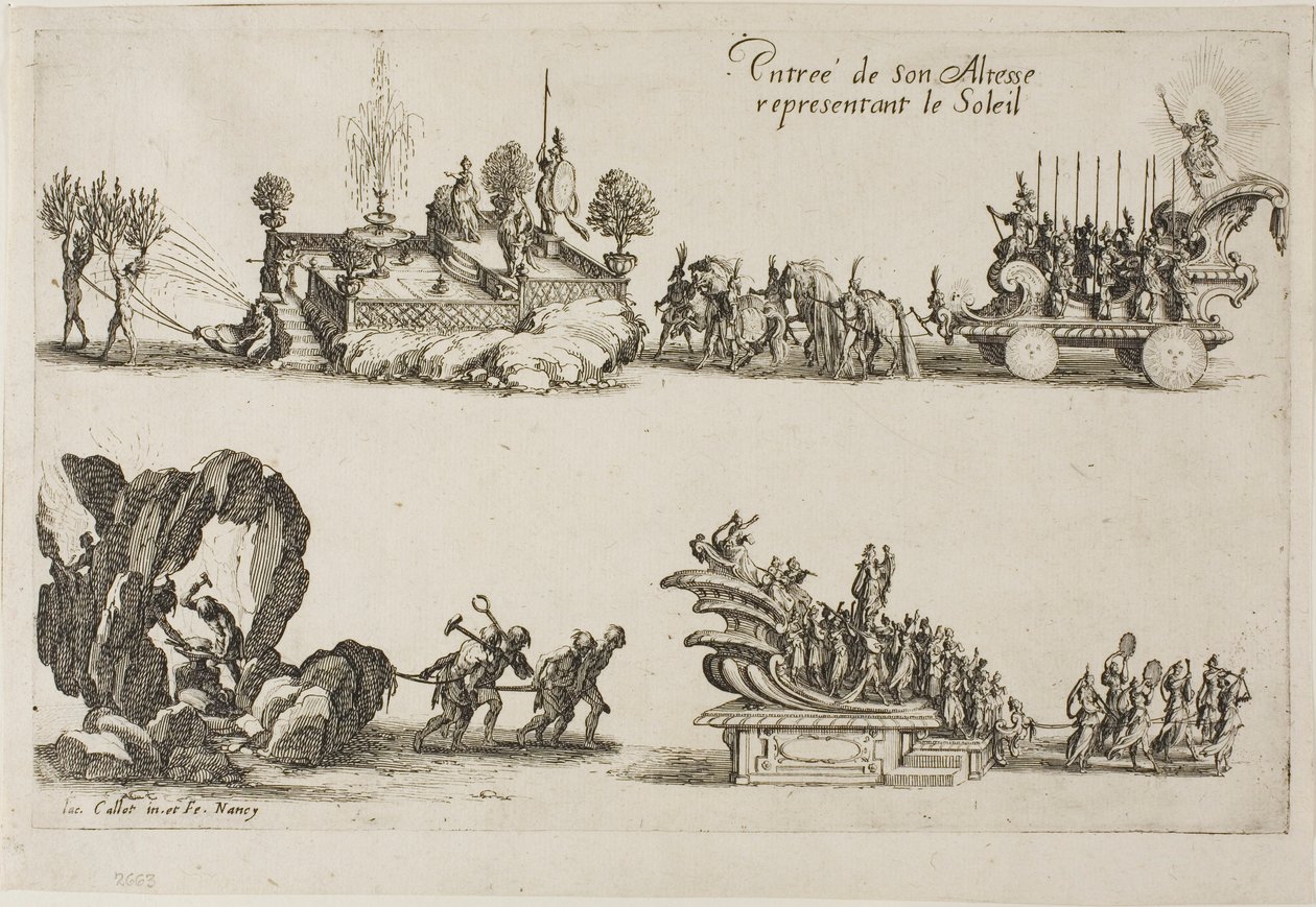 Ingresso di Sua Altezza, rappresentante il Sole, dal Combattimento alla barriera da Jacques Callot