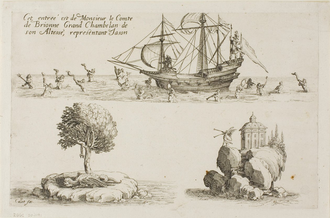 Ingresso del conte di Brionne, Gran Ciambellano di Sua Altezza, rappresentando Giasone, dal Combattimento alla barriera da Jacques Callot