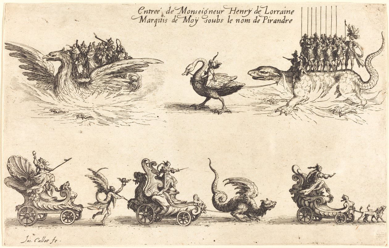 Ingresso di Monseigneur Henry de Lorraine, Marchese de Moy, sotto il nome di Pirandre da Jacques Callot