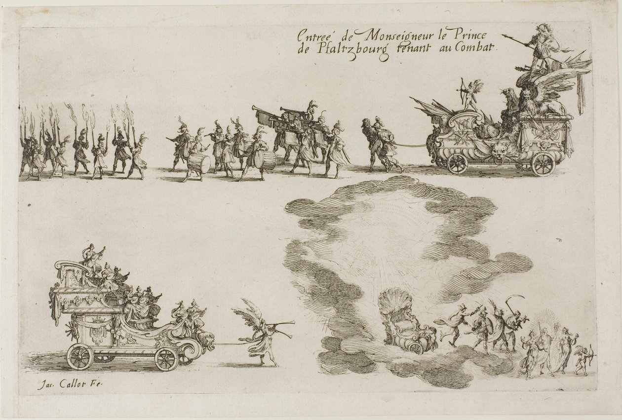 Ingresso del Monseigneur il Principe di Phalsbourg, Difensore nel Combattimento, dal Combattimento alla Barriera da Jacques Callot
