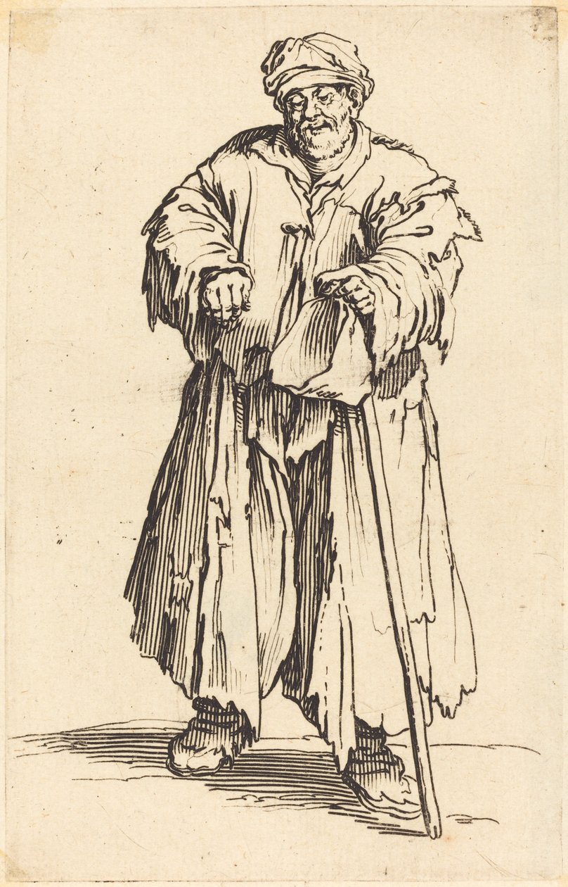 Mendicante Grasso con Occhi Abbassati da Jacques Callot