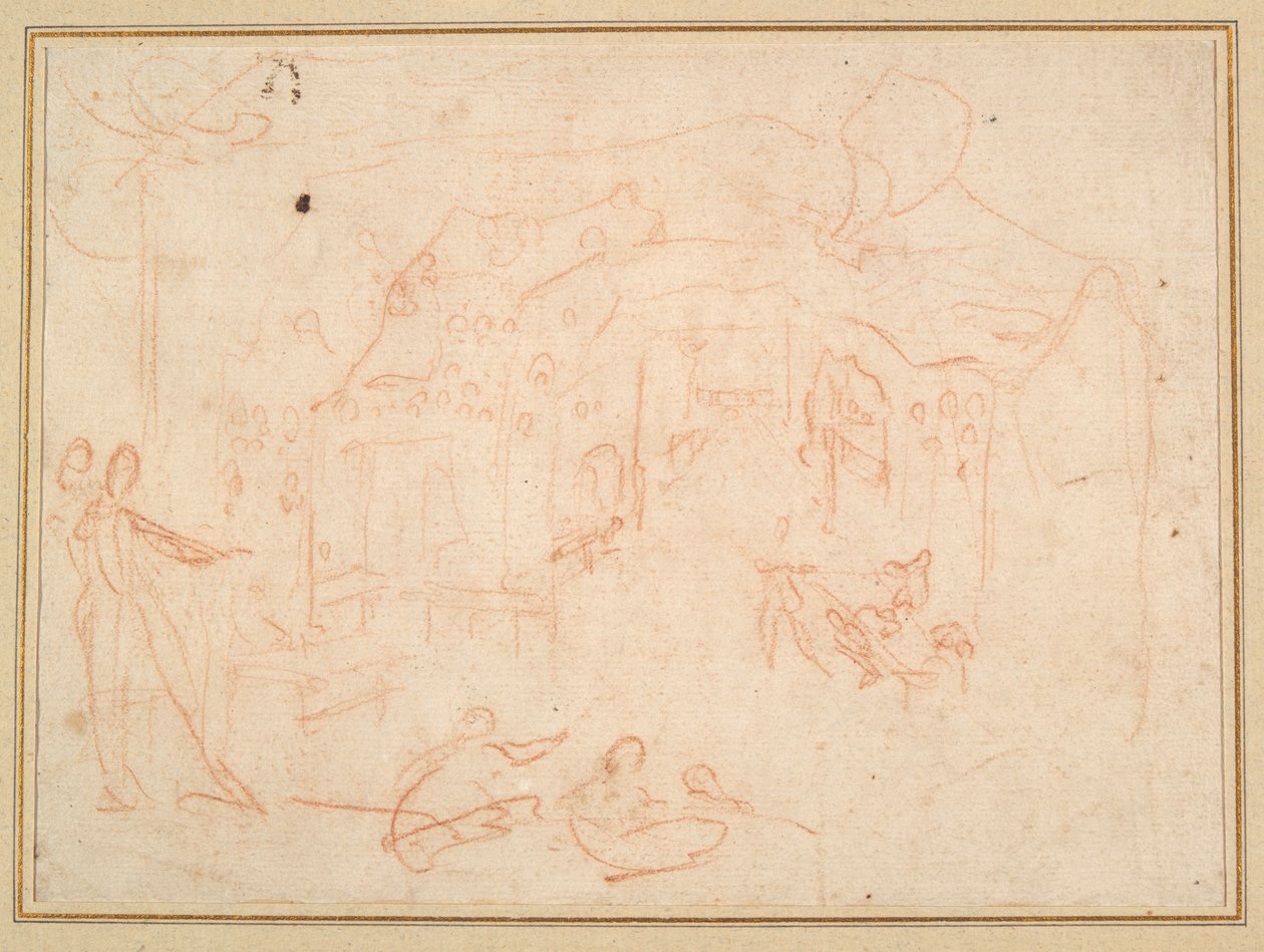 Studi di Figura (recto); Un Set di Scena (verso) da Jacques Callot