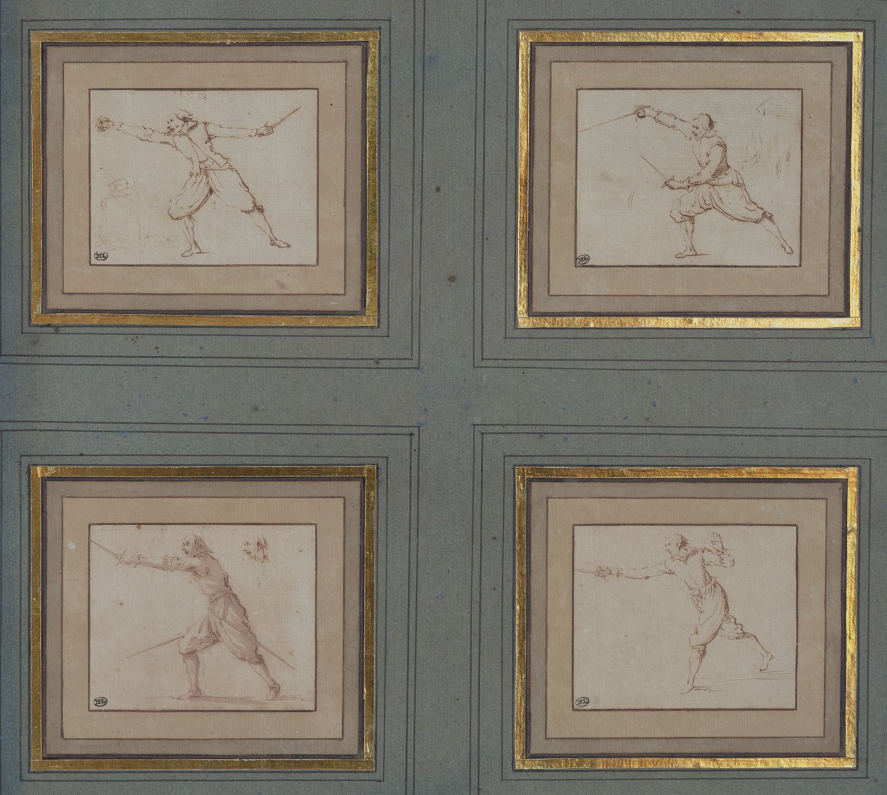Quattro studi di uno schermidore da Jacques Callot