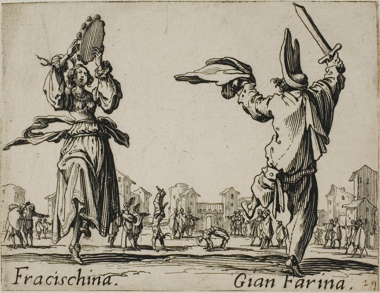 Fracischina - Gian Farina, plate 17 from Balli di Sfessania da Jacques Callot