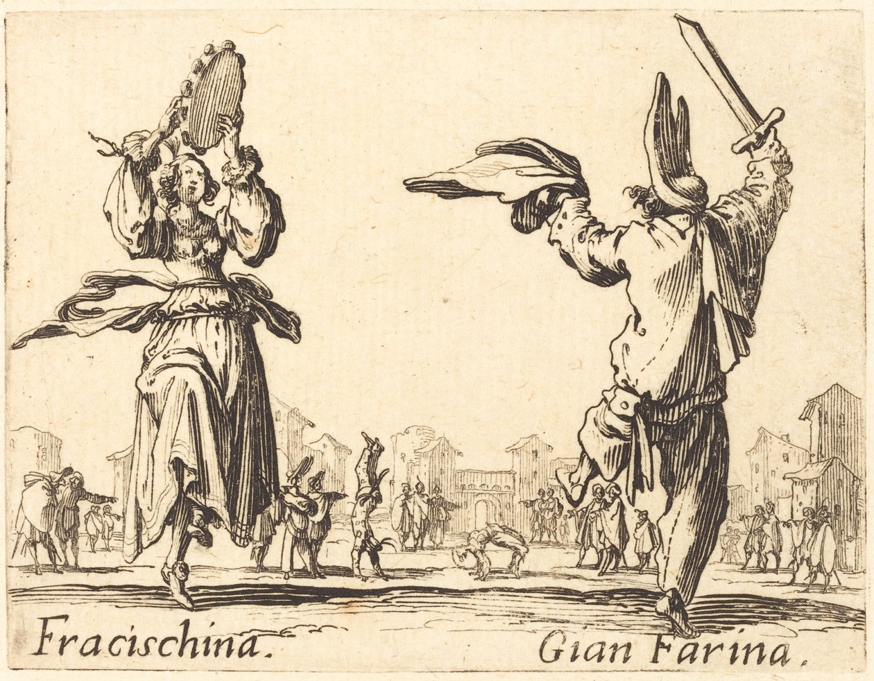 Fracischina e Gian Farina, c. 1622 da Jacques Callot