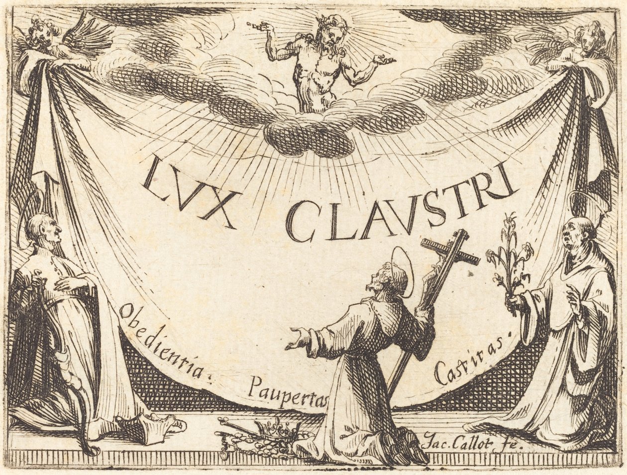 Frontespizio per "La luce del chiostro" da Jacques Callot