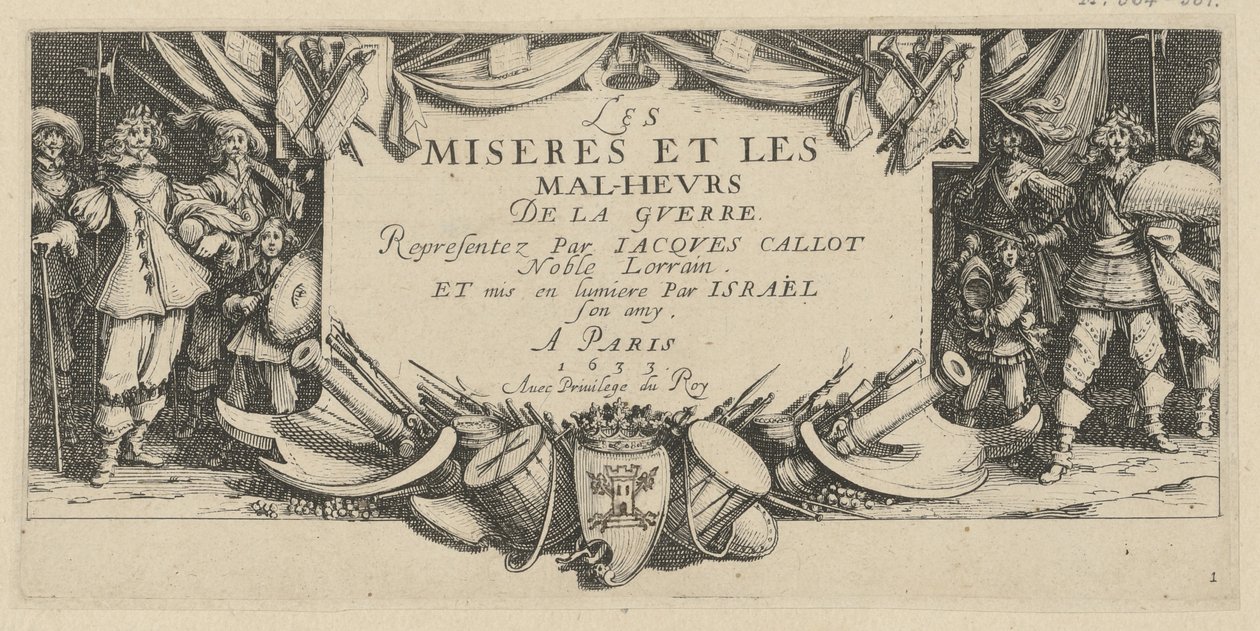 Frontespizio, foglio 1 della serie "Gli orrori della guerra" da Jacques Callot