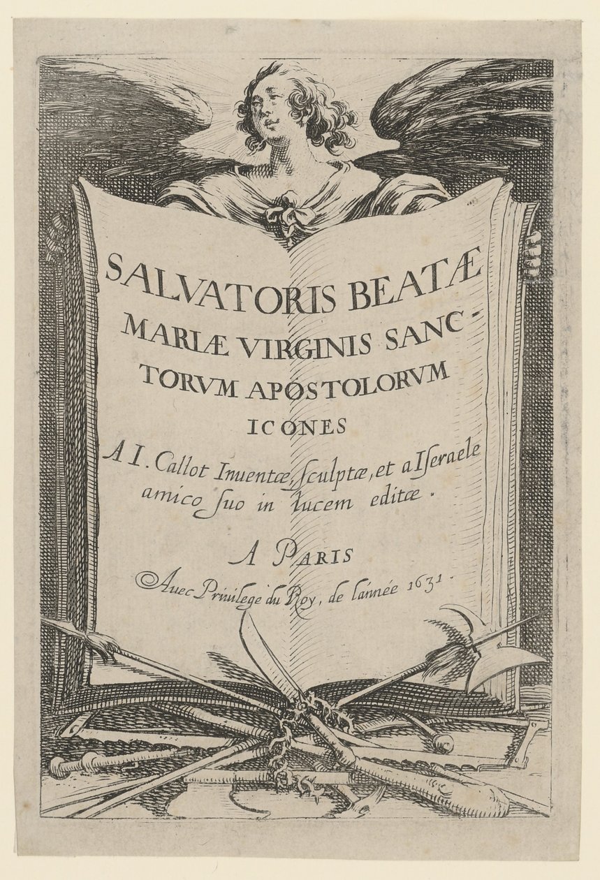 Frontespizio, foglio 1 della serie "Gesù, i dodici apostoli e Maria" da Jacques Callot