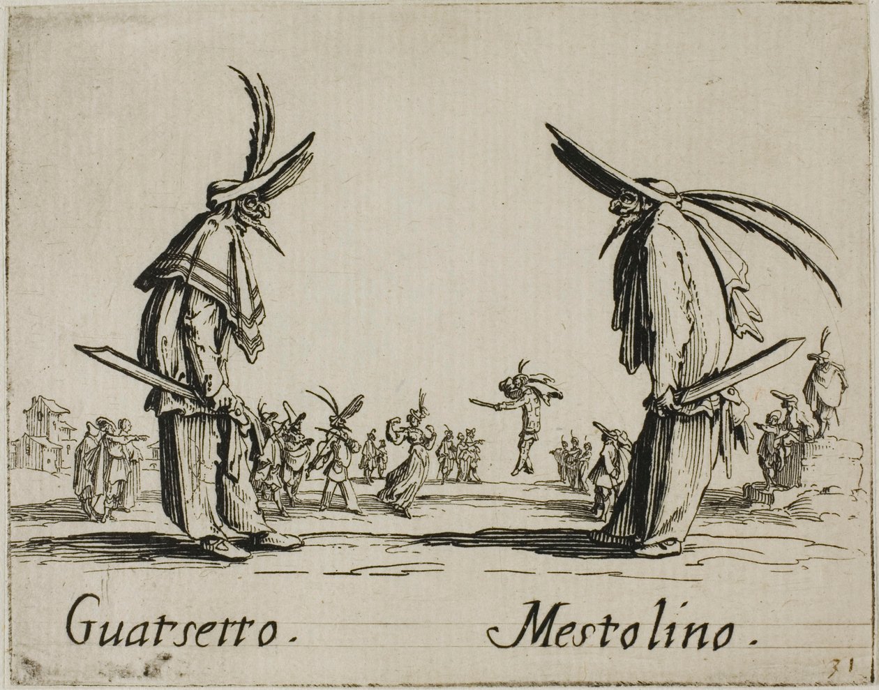 Guatsetto - Mestolino, plate 5 from Balli di Sfessania da Jacques Callot