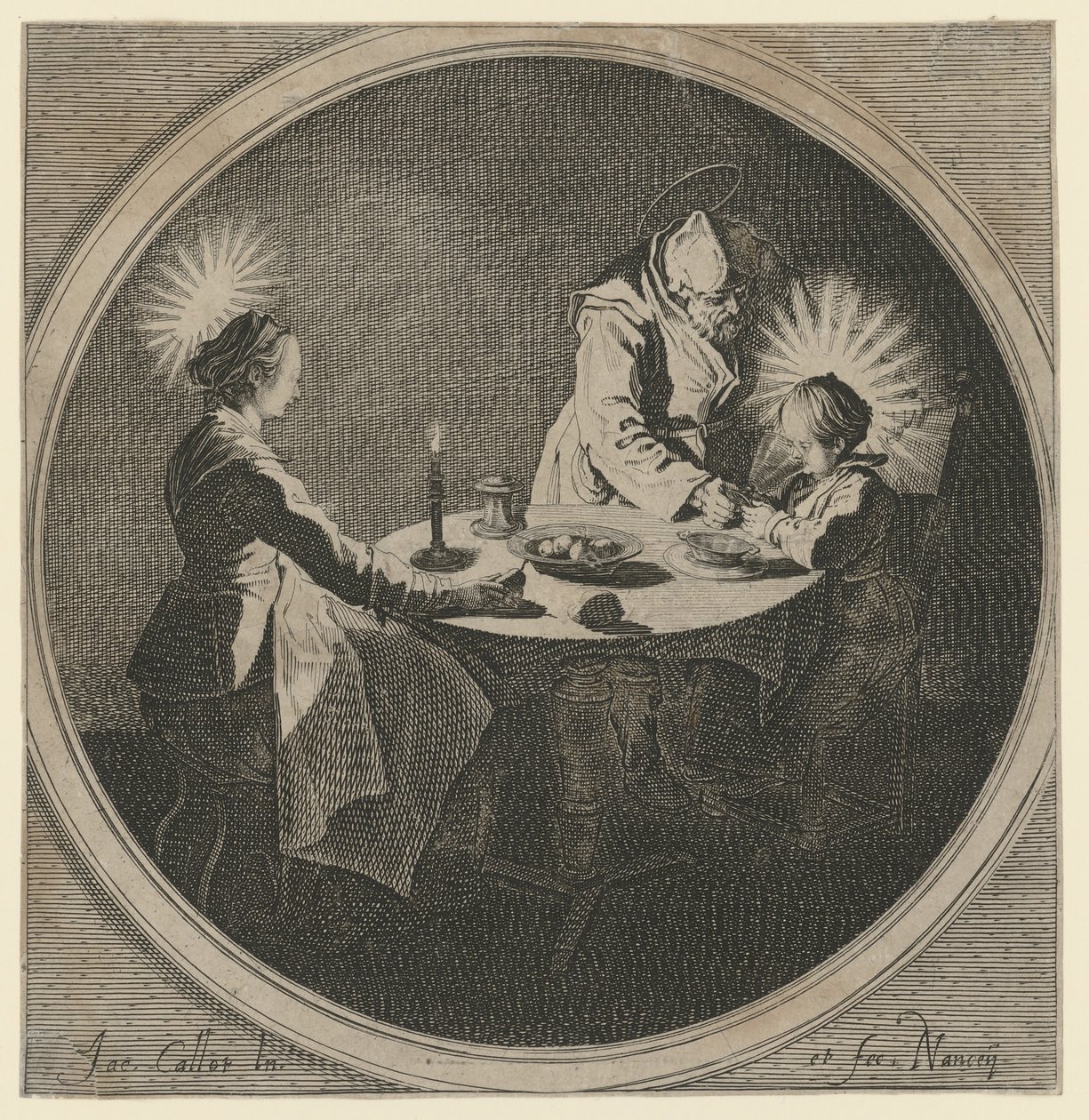 Sacra Famiglia a tavola da Jacques Callot