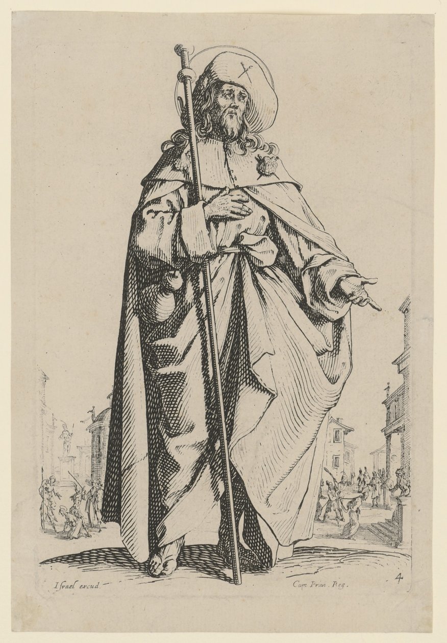 San Giacomo il Maggiore, foglio 7 della serie "Gesù, i dodici apostoli e Maria" da Jacques Callot