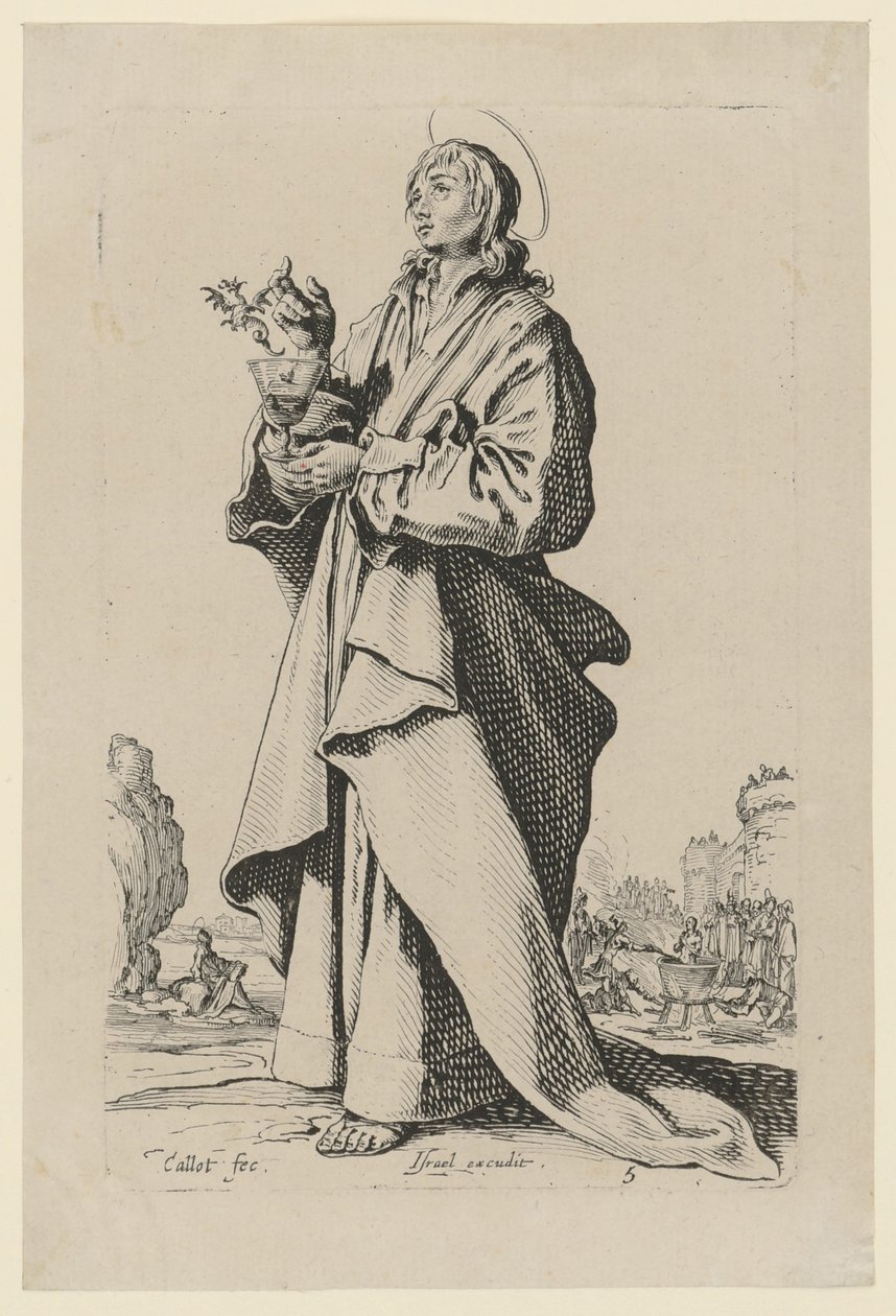 San Giovanni Evangelista, foglio 8 della serie "Gesù, i dodici apostoli e Maria" da Jacques Callot