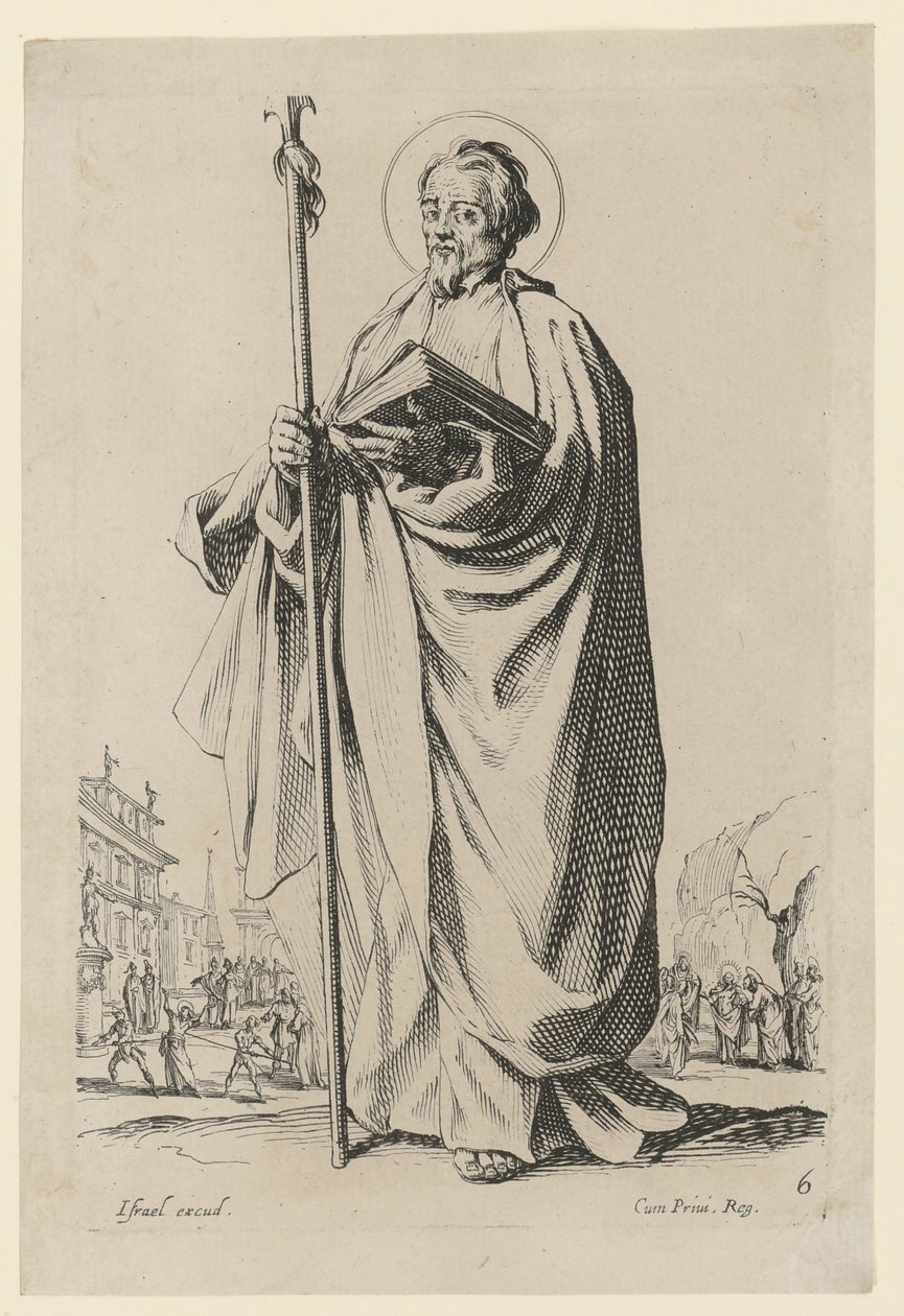 San Tommaso, foglio 10 della serie "Gesù, i dodici apostoli e Maria" da Jacques Callot