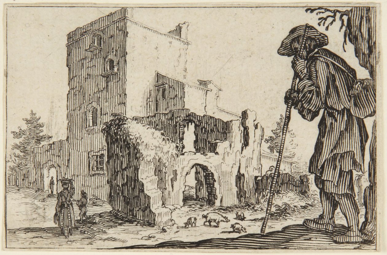 Pastore e le rovine da Jacques Callot