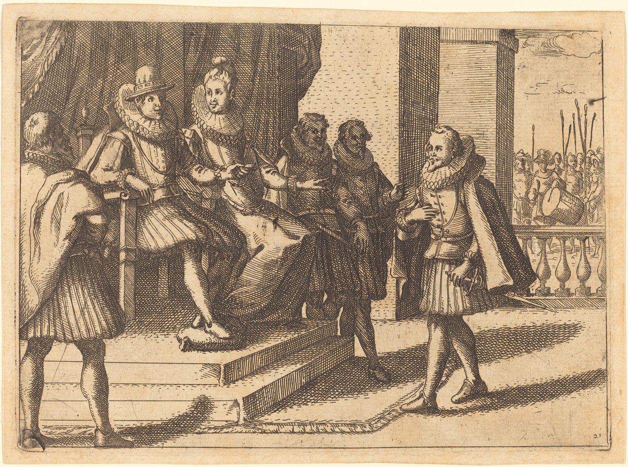 Re e regina in consultazione sui turchi da Jacques Callot