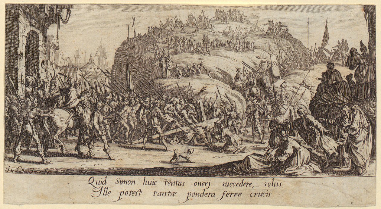 Il trasporto della croce, foglio 6 della serie "La grande Passione" da Jacques Callot