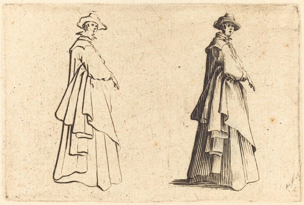 Signora con un grande cappotto da Jacques Callot