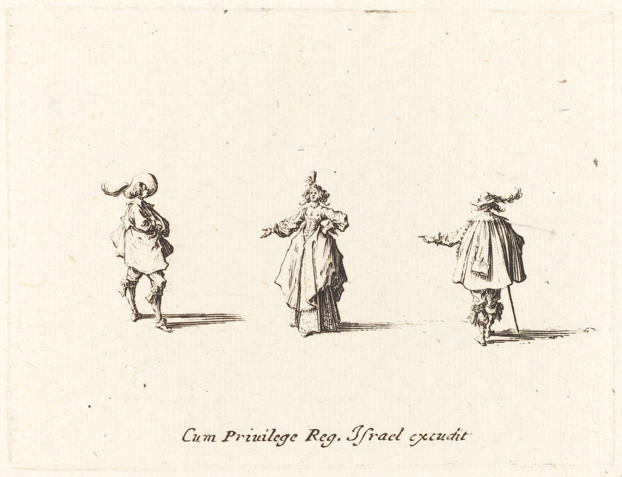 Signora con braccio teso e due gentiluomini da Jacques Callot