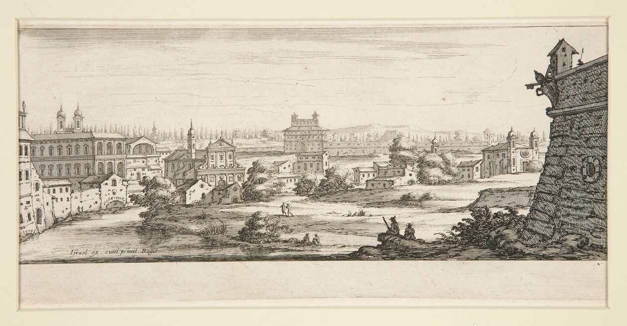 Paesaggio con grandi edifici imponenti da Jacques Callot