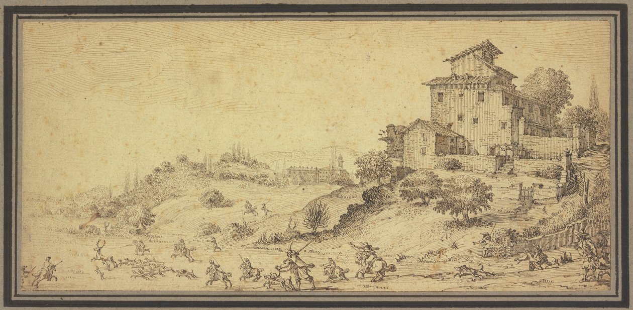 Paesaggio con caccia al cervo da Jacques Callot