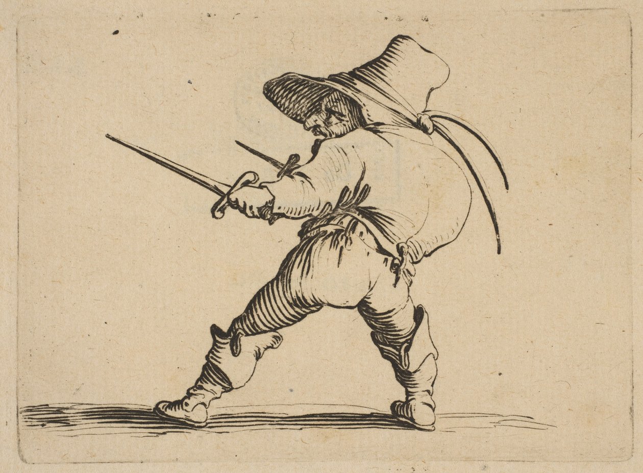 Il duellista con spada e pugnale da Jacques Callot