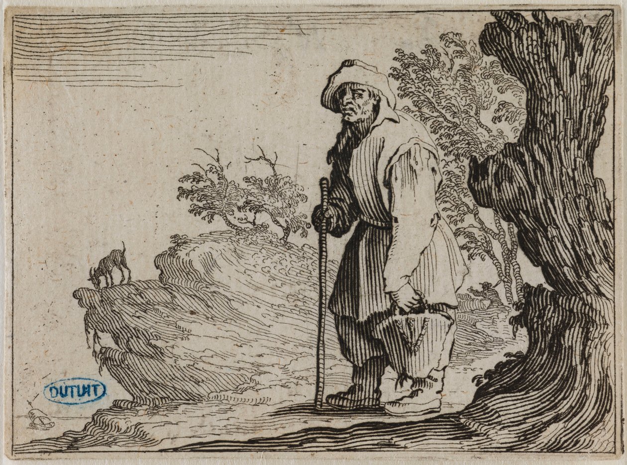 I Capricci, Il contadino che porta il suo sacco. Trentunesima tavola della serie di 50 tavole incisa a Nancy (Lieure 458, Meaume 827) da Jacques Callot