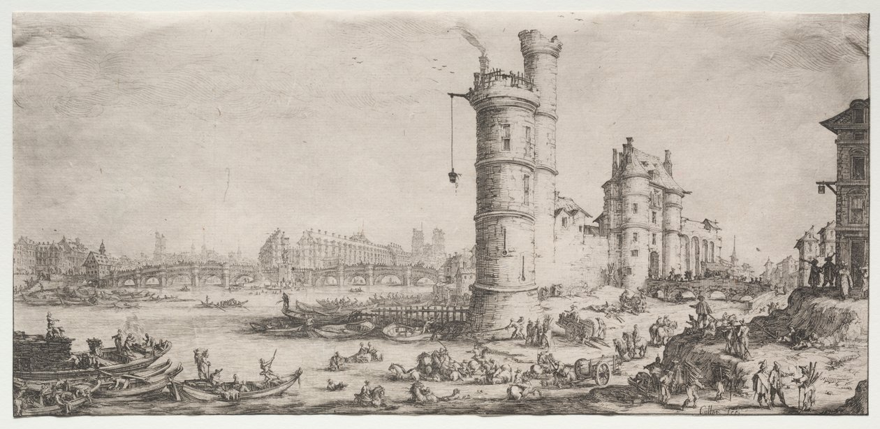 Le due grandi vedute di Parigi: Vista del Pont Neuf da Jacques Callot
