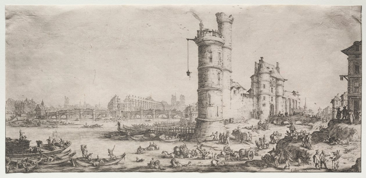 Les deux grandes vues de Paris: Vue du Pont Neuf, 1628-1630 da Jacques Callot