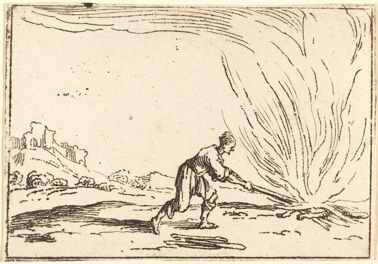 Uomo che Assiste a un Incendio da Jacques Callot