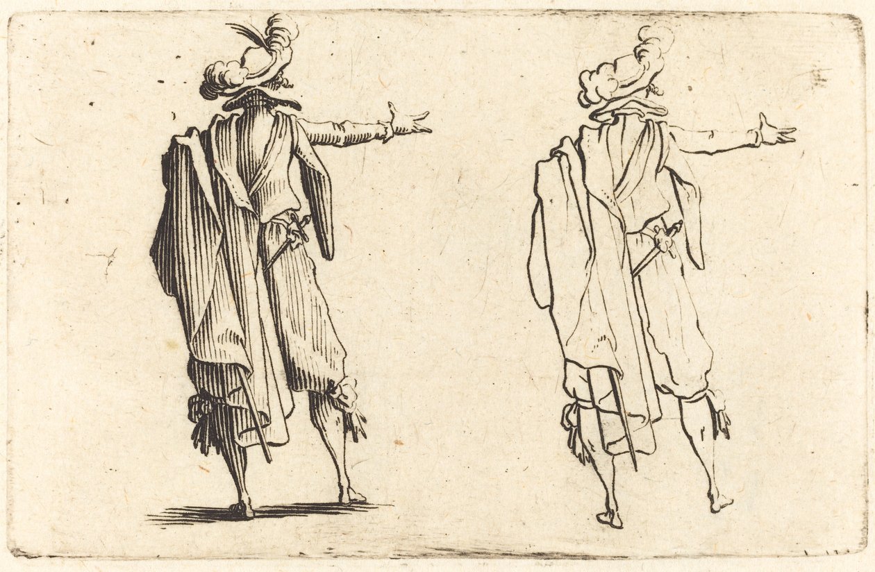 Uomo visto da dietro con il braccio destro esteso da Jacques Callot