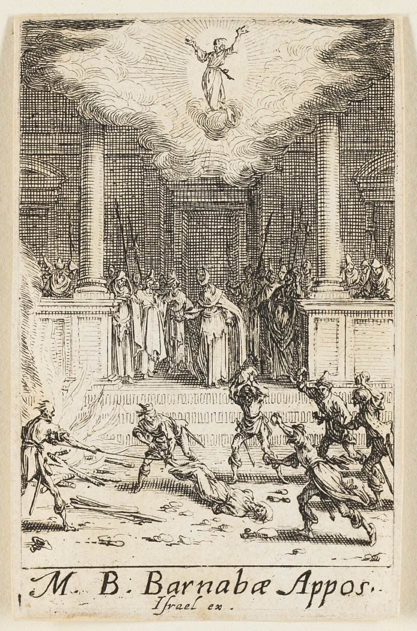 Martirio di San Barnaby, tavola quindici da I martiri degli Apostoli da Jacques Callot