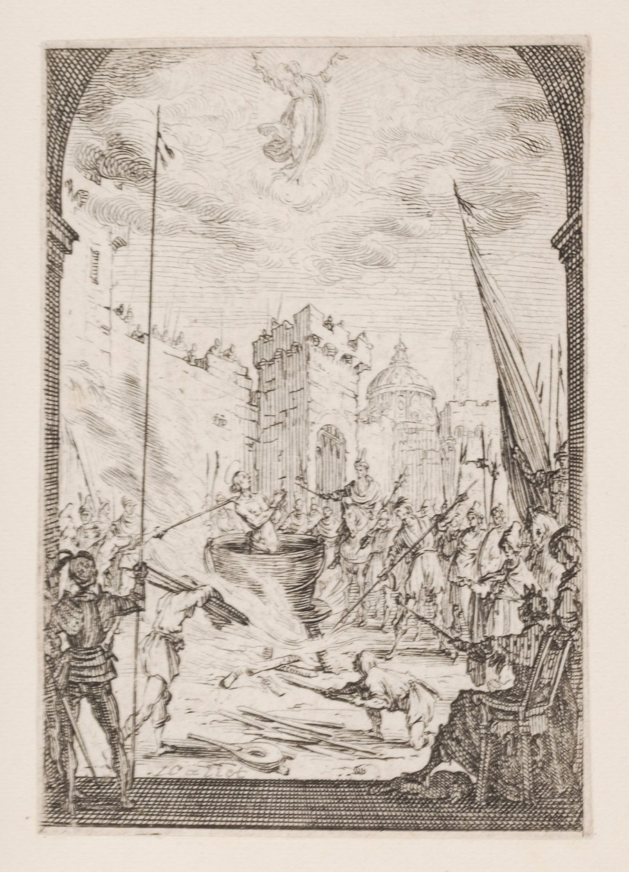 Martirio di San Giovanni Evangelista, n. 2 da Il martirio degli apostoli da Jacques Callot