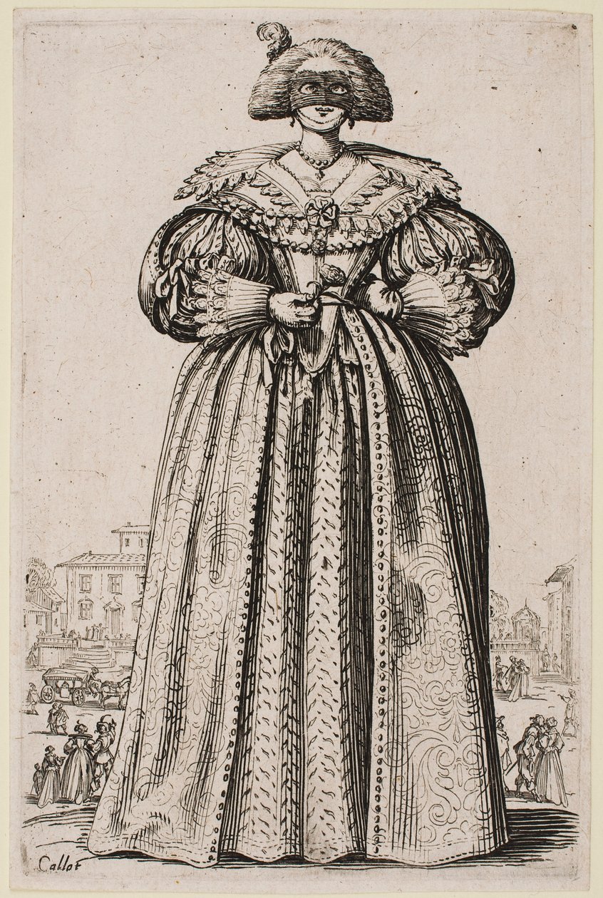 Dama mascherata, dalla serie “La Nobiltà di Lorena” da Jacques Callot