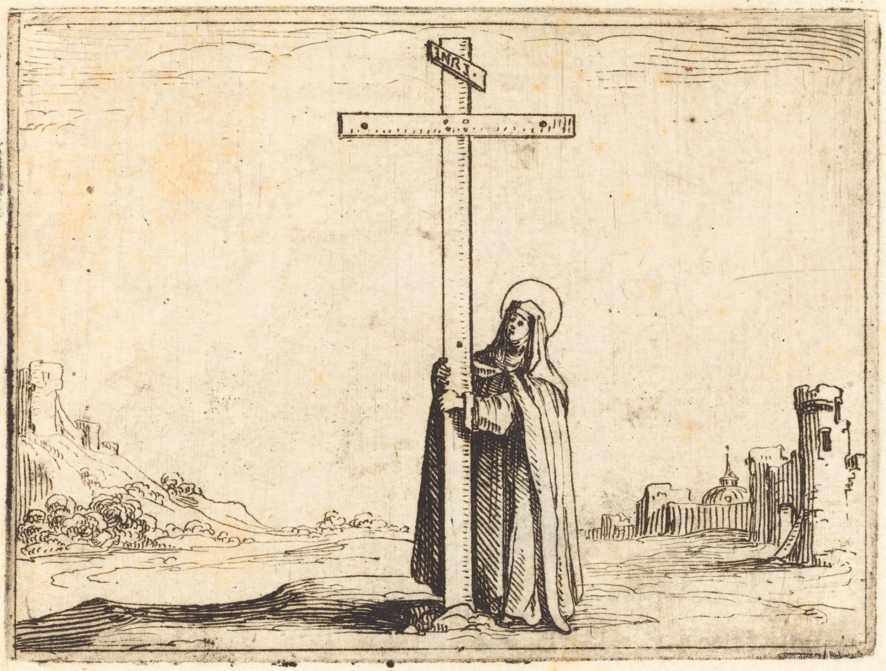 Suora che abbraccia la Santa Croce da Jacques Callot