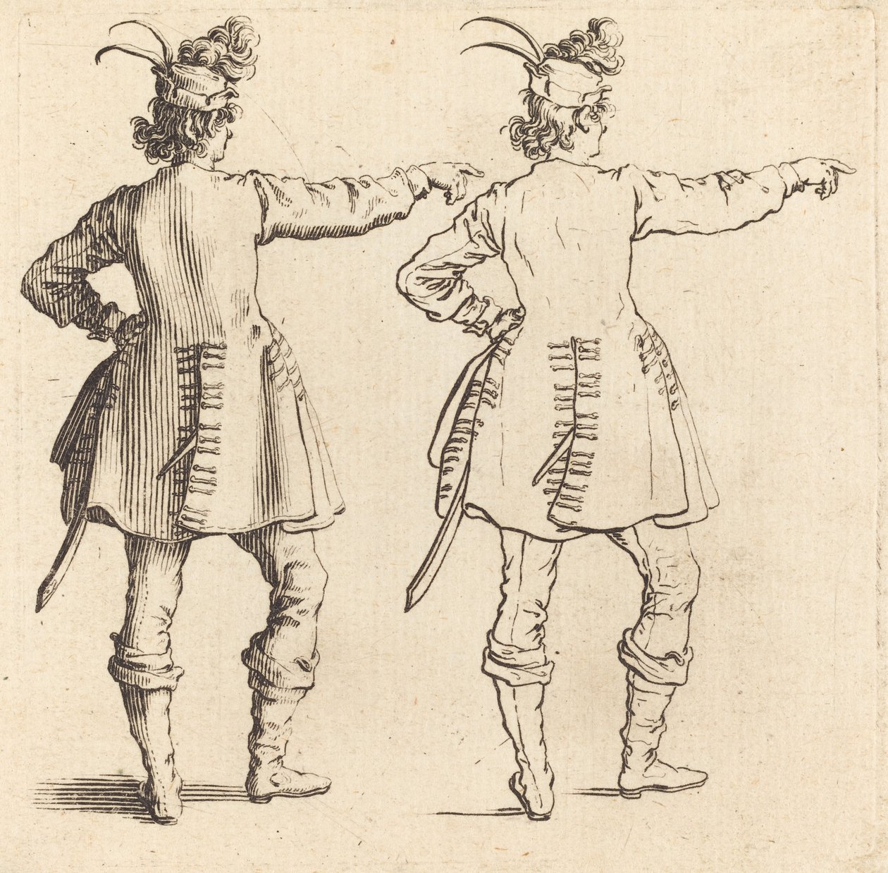 Ufficiale con piume nel cappello, visto da dietro da Jacques Callot