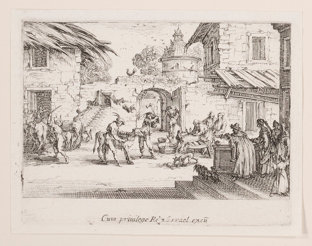 Si uccide il vitello grasso (Il grande vitello è ucciso), dalla serie La vita di l da Jacques Callot