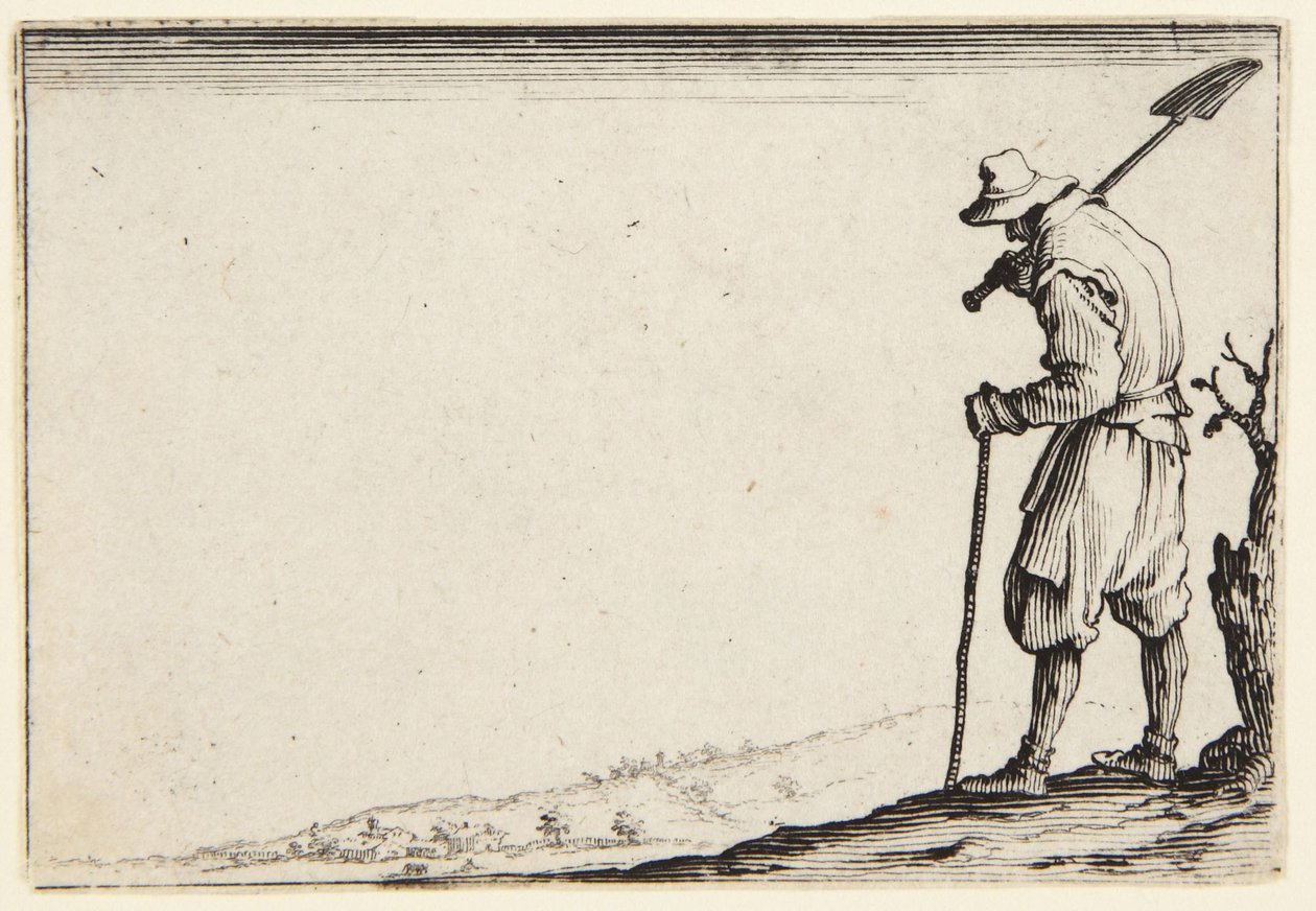 Contadino con una vanga in spalla da Jacques Callot