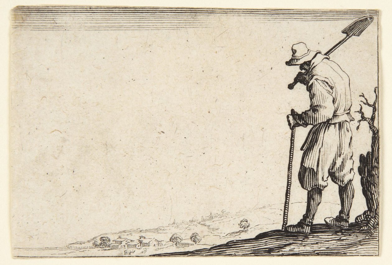Contadino che porta una vanga sulla spalla da Jacques Callot