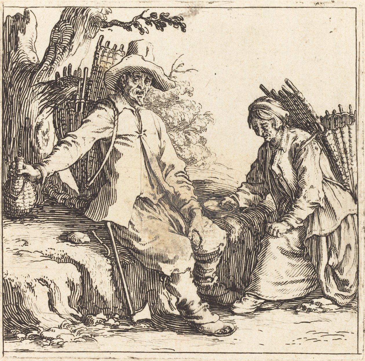 Coppia di contadini a riposo da Jacques Callot