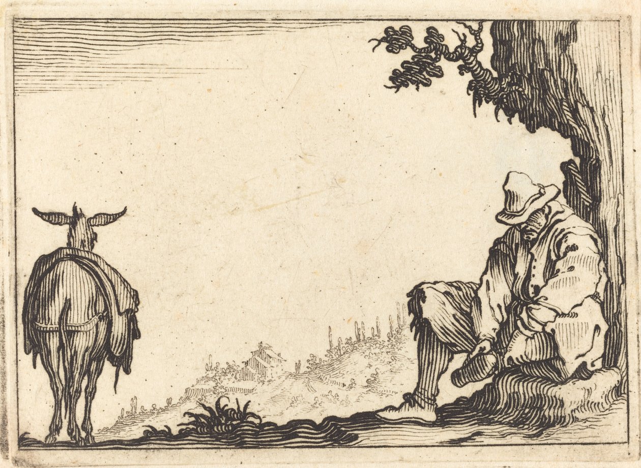 Contadino che si toglie la scarpa da Jacques Callot