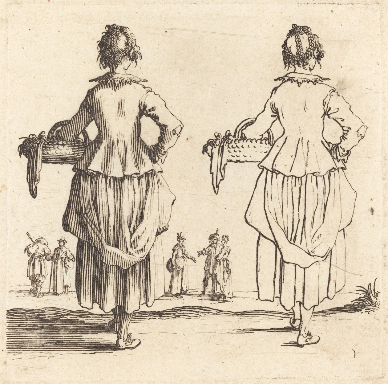 Contadina con cesto, vista da dietro da Jacques Callot