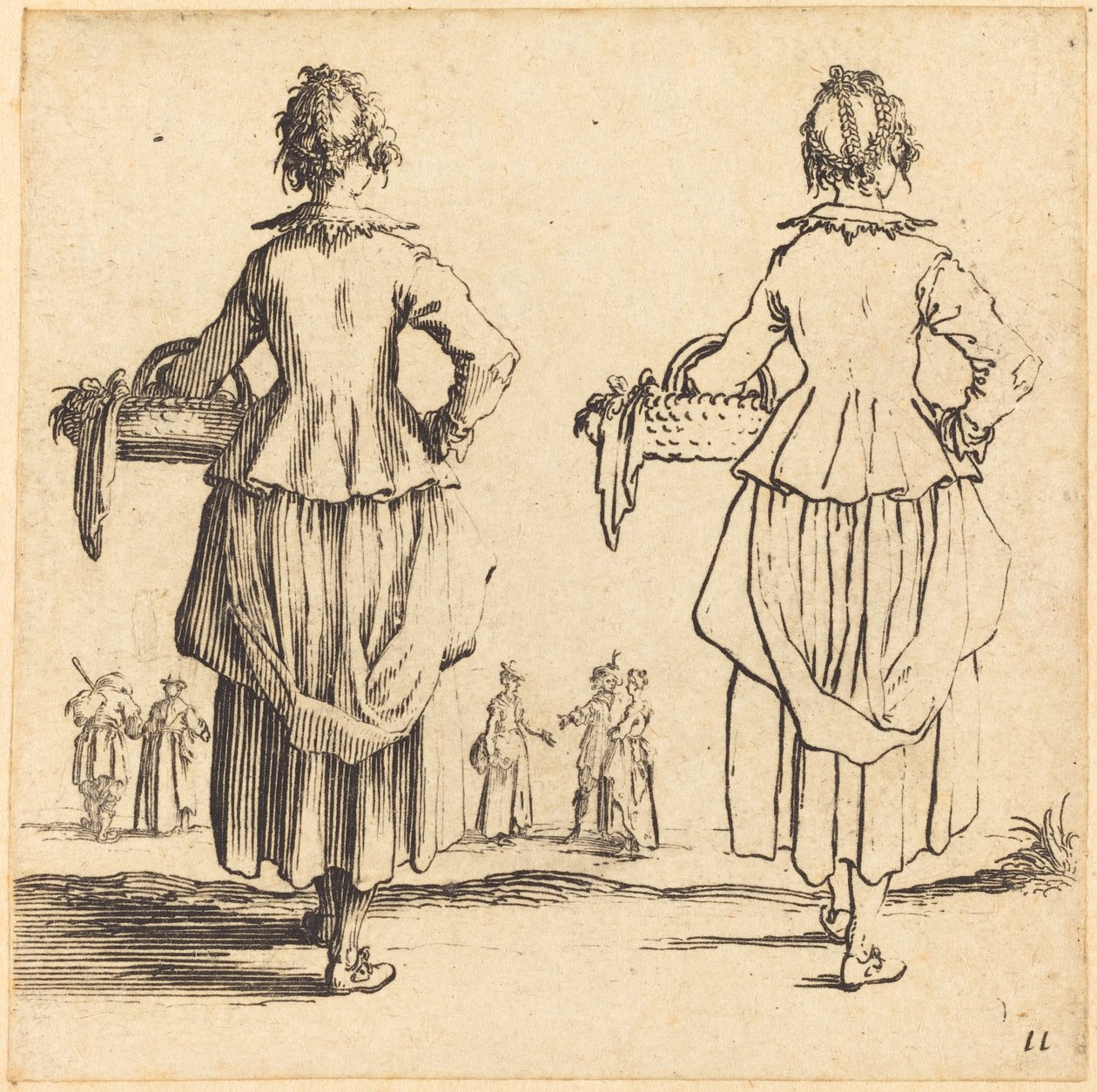 Contadina con cesto, vista da dietro da Jacques Callot